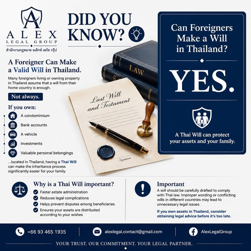 Can foreigners make a will in Thailand? Yes.